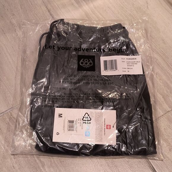 NWT 686 M Washed Black Everywhere Double Knit Performance Shorts - Picture 7 of 8